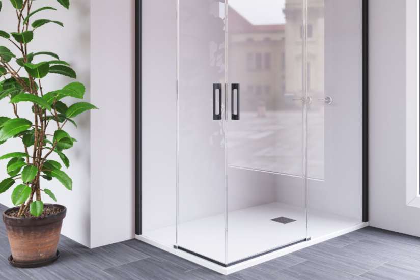 Mampara de perfil negro transparente